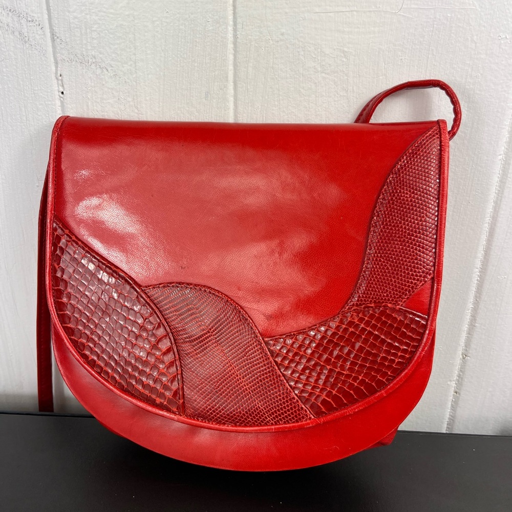 Vintage‎ Stuart Weitzman Red Leather Crossbody Purse - Picture 4 of 13